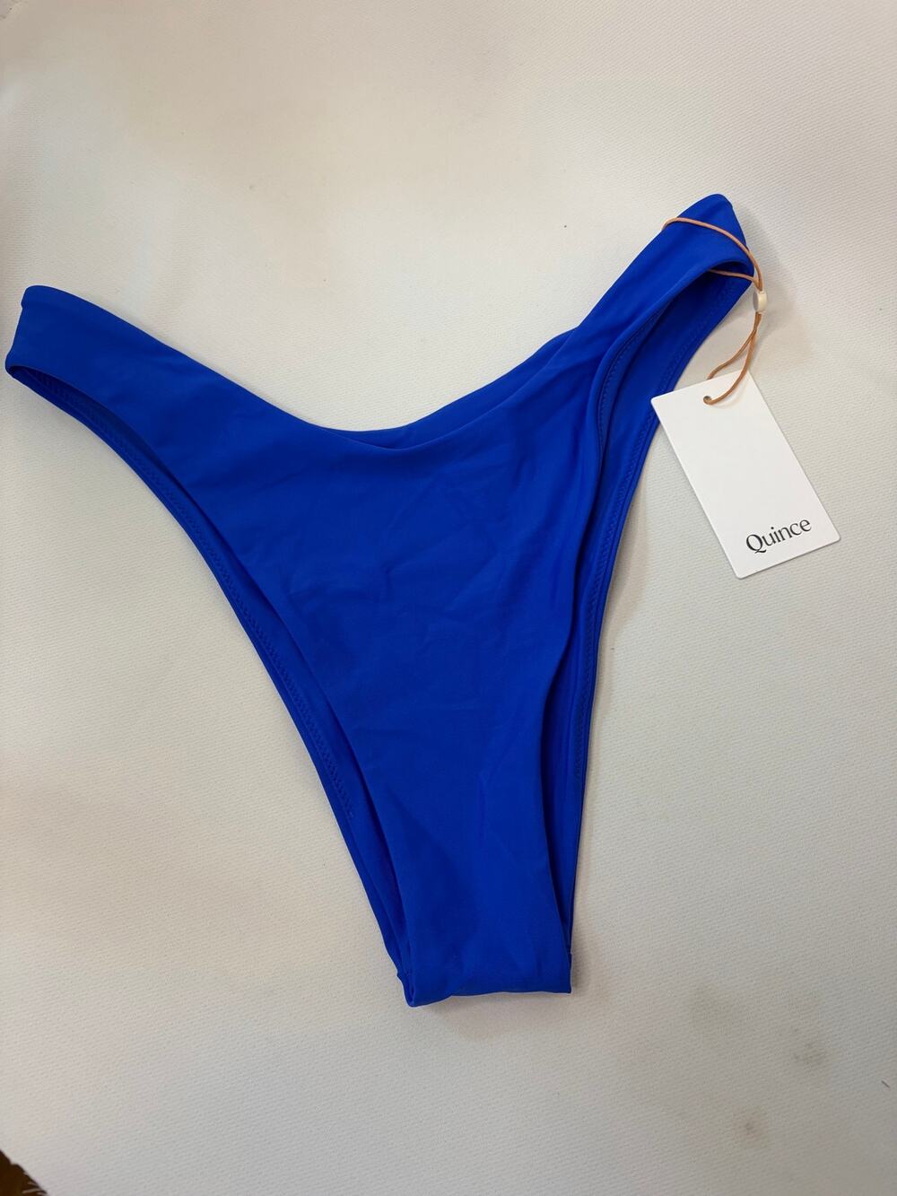 Quince Italian High Leg Bikini Bottom Electric Blue Size Large NEW NWT